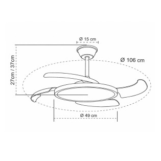 Ventilador LED con aspas retráctiles Key CCT Dim (43W)