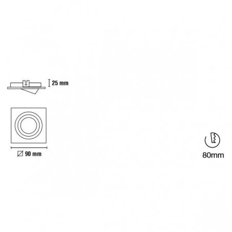  	Foco empotrable Kardan Helium cuadrado cobre