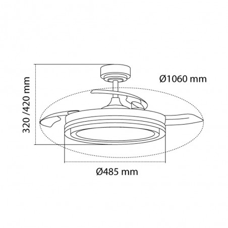 Ventilador LED con aspas retráctiles Dover CCT Dim (72W)
