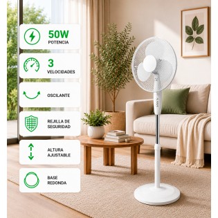 Ventilador de pie Luno 3 velocidades (50W)