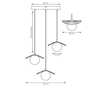 Lámpara de techo Valbona Negro (3 luces)