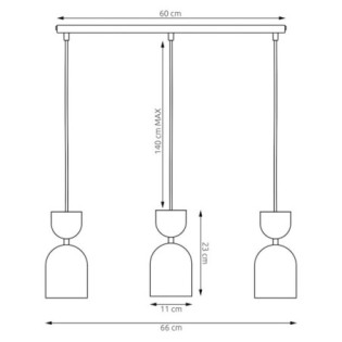 Lámpara de techo Zeta Granate (3 luces)