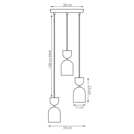 Lámpara de techo Zeta II Granate (3 luces)