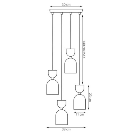 Lámpara de techo Zeta II Moca (4 luces)