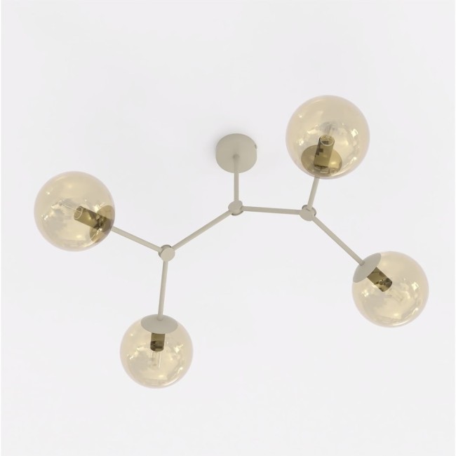 Plafón de techo Lete Beis Ámbar (4 luces)