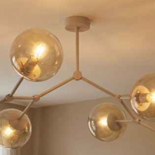 Plafón de techo Lete Beis Ámbar (4 luces)