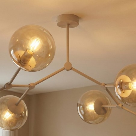 Plafón de techo Lete Beis Ámbar (4 luces)