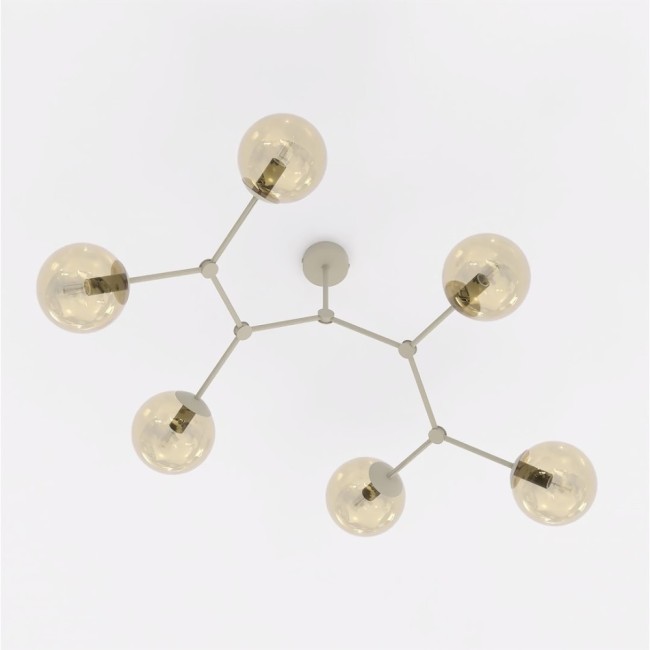 Plafón de techo Lete Beis Ámbar (6 luces)