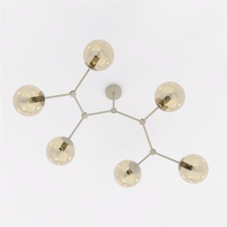 Plafón de techo Lete Beis Ámbar (6 luces)