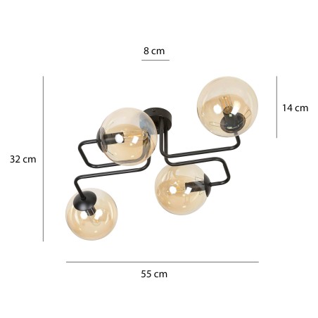 Plafón de techo Vesta Ámbar (4 luces)