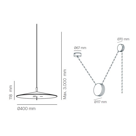 Lámpara colgante LED Pla II (21W)