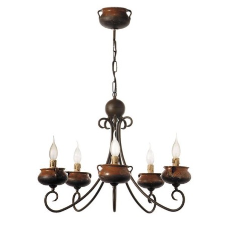 Lámpara artesana ollas (5 luces)