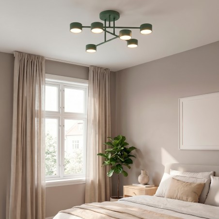 Plafón de techo Tanfa Verde Oliva (6 luces)
