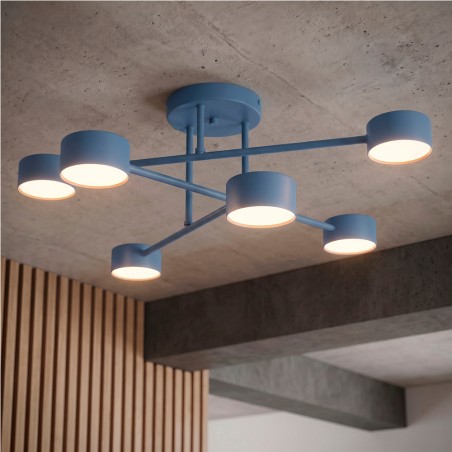 Plafón de techo Tanfa Azul (6 luces)