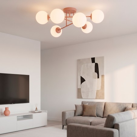 Plafón de techo Nicolo Coral (6 luces)