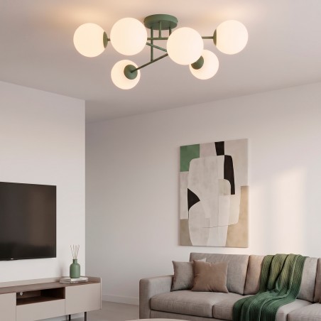 Plafón de techo Nicolo Verde Oliva (6 luces)
