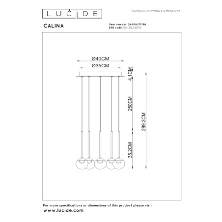 Lámpara colgante LED Calina Ámbar CCT DIM (5x8.2W)