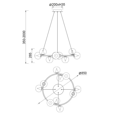 Lámpara de techo LED Andrómeda (10x5W)