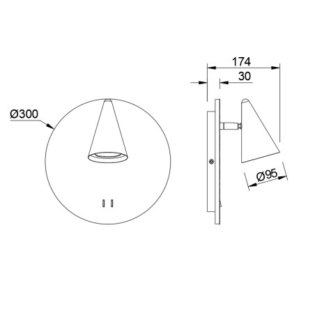 Aplique de pared LED Ciclope (18W+GU10)