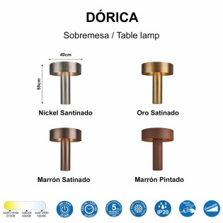 Lámpara de mesa LED Dorica CCT Dim (20W)