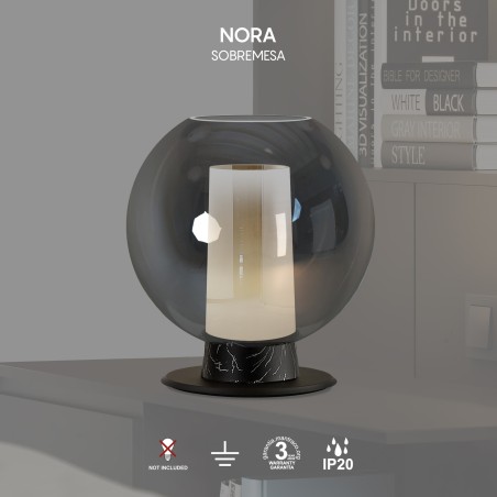 Lámpara de sobremesa Nora Mármol Negro