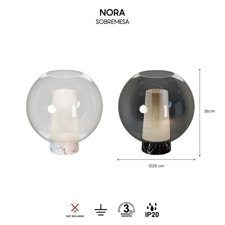 Lámpara de sobremesa Nora Mármol Negro