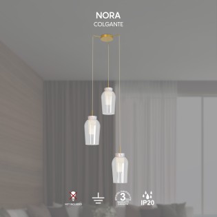 Lámpara colgante Nora Mármol Blanco (3 luces)