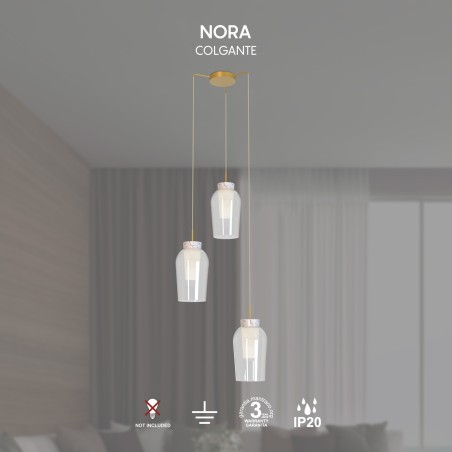Lámpara colgante Nora Mármol Blanco (3 luces)