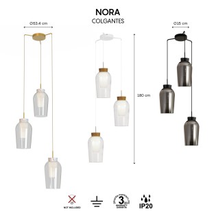 Lámpara colgante Nora Mármol Blanco (3 luces)