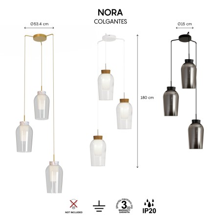 Lámpara colgante Nora Mármol Blanco (3 luces)