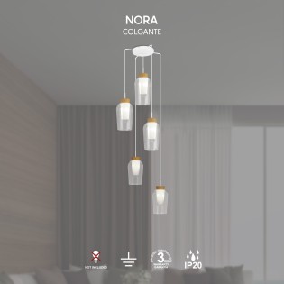 Lámpara colgante Nora Madera (5 luces)