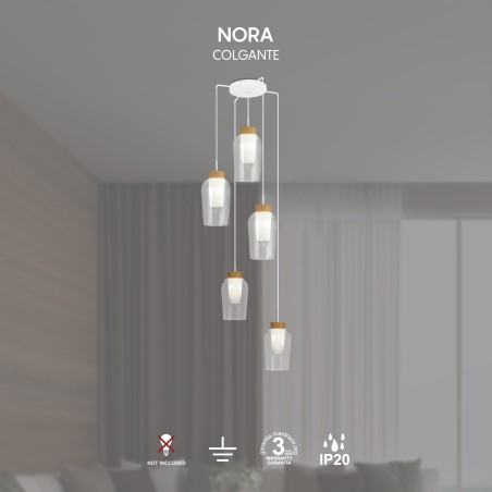 Lámpara colgante Nora Madera (5 luces)