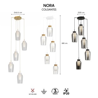 Lámpara colgante Nora Madera (5 luces)