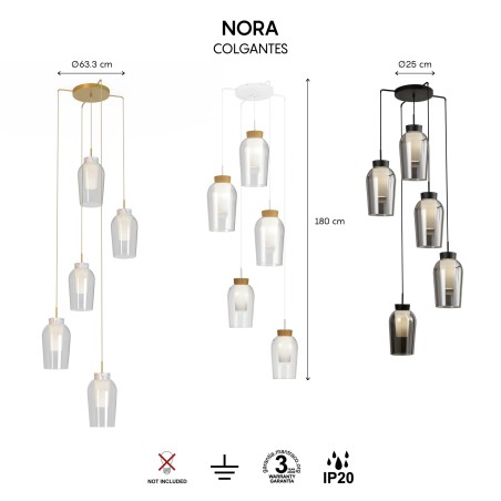 Lámpara colgante Nora Madera (5 luces)