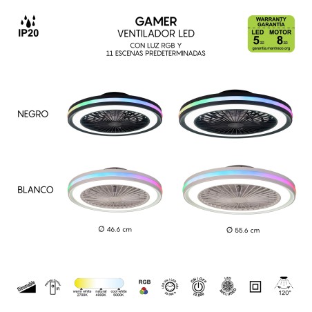 Ventilador LED Gamer RGB CCT Dimmable (60W)