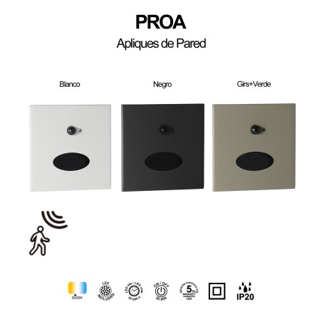 Aplique bañador de pared LED Proa Sensor (3W)