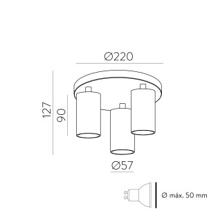 Plafón de techo Gina (3 Luces)