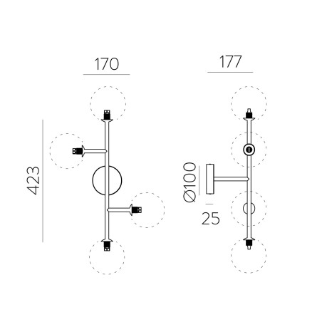 Aplique de pared Doris Opal (4 luces)