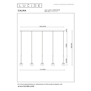 Lámpara colgante LED Calina Ámbar II CCT DIM (5x8.2W)