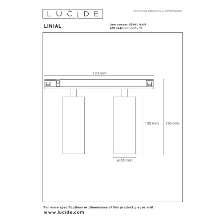 Foco LED carril monofásico Bixx Linial Smart 48V. (2x8W)
