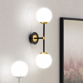 Aplique de pared Merasi Negro-Oro (2 luces)