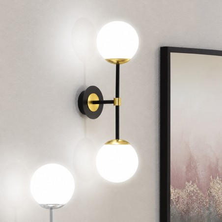Aplique de pared Merasi Negro-Oro (2 luces)