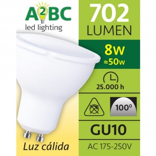 Bombilla LED GU10 8W (luz fría)