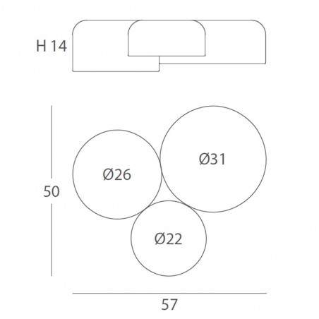 Plafón de techo Pot (3 luces)