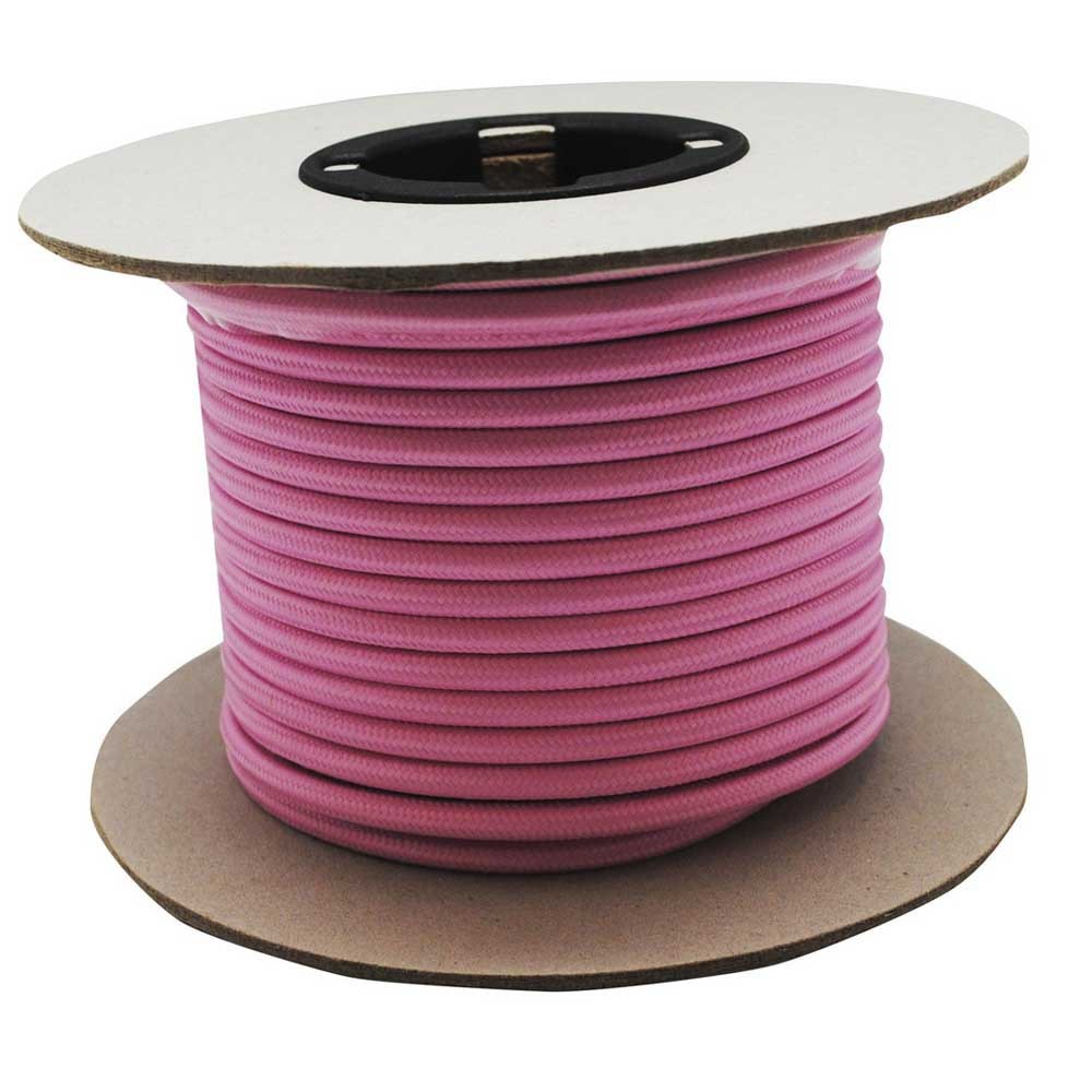 Rollo cable textil rosa (25 metros). Comprar lámparas online.