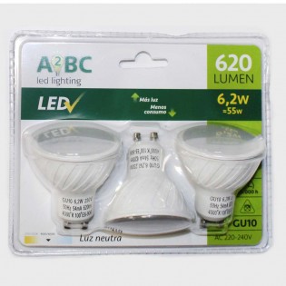 Pack 3 Bombillas LED GU10 6.2 W (Luz neutra)
