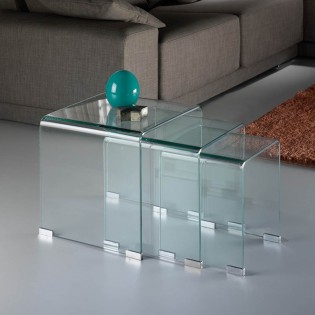 Mesa auxiliar nido Glass (3 piezas)