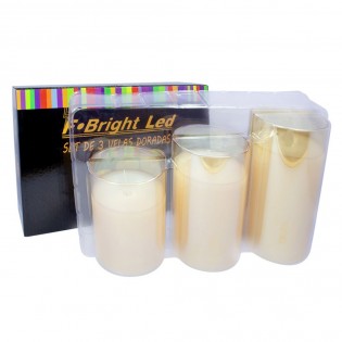 Pack 3 Velas con luz Decorativas (Doradas)