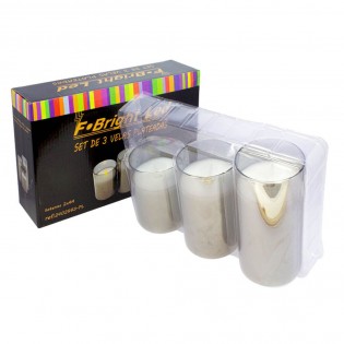 Pack 3 Velas con luz Decorativas (Plateadas)