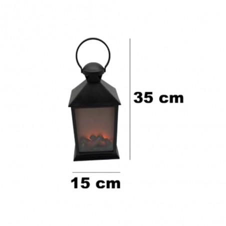 Farol decorativo con luz efecto fuego